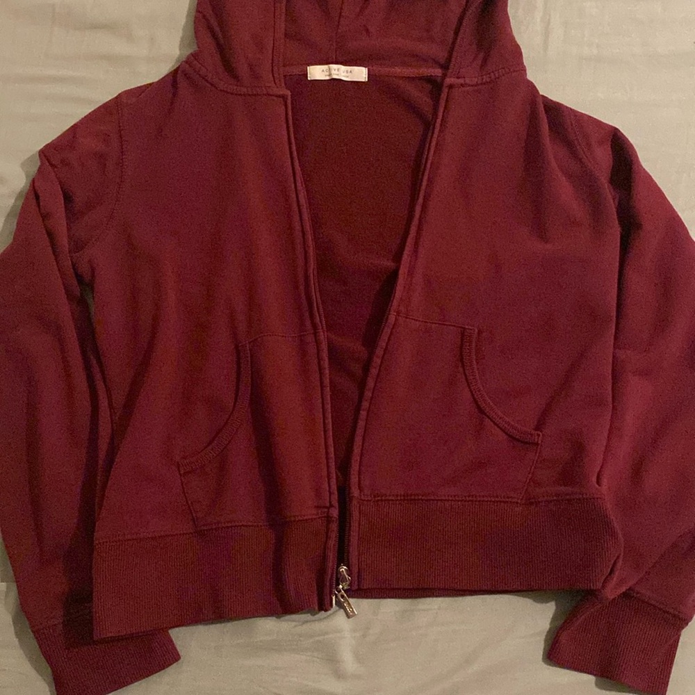 Cute dark red, active wear, zip up! medium-small